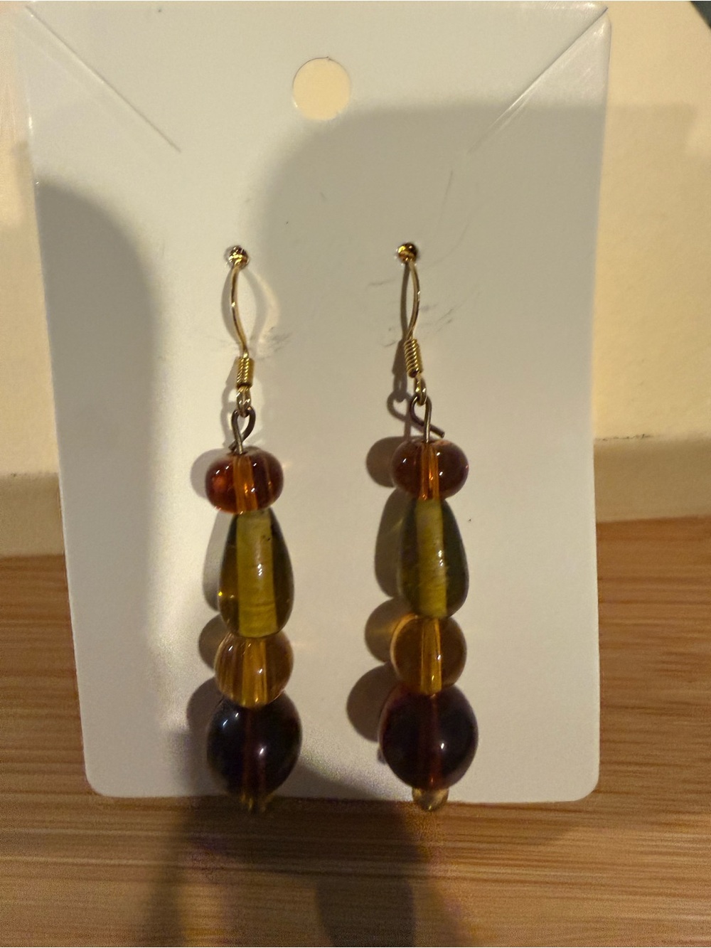 Handmade Amber and Brown Tone Beaded Dangle Earrings - Women Jewelry